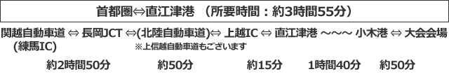 直江津港⇔首都圏 （所要時間：約3時間55分）