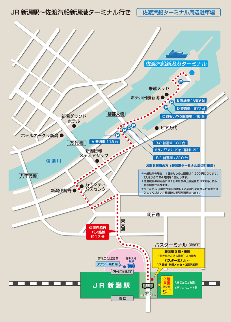 新潟駅～佐渡汽船